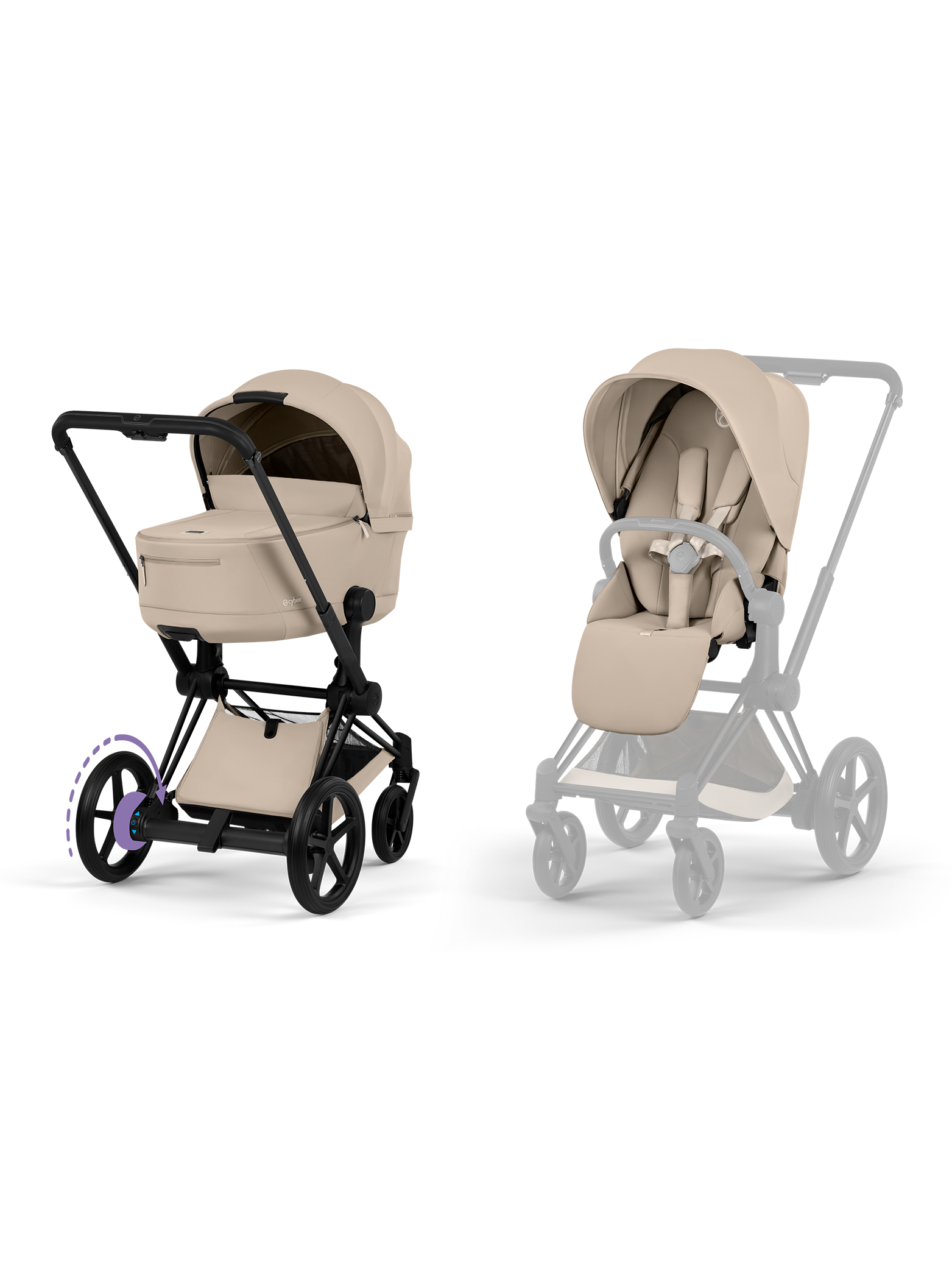 Cybex e-Priam inkl liggedel - Matt Black/Cozy Beige
