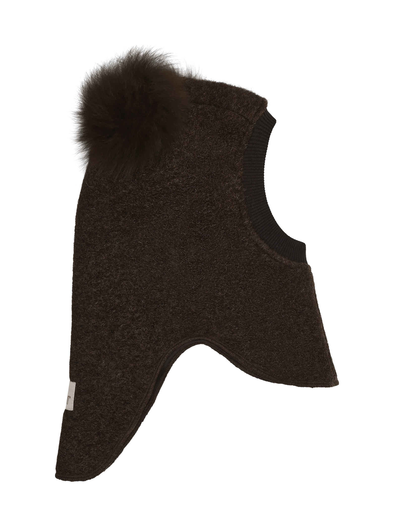 Huttelihut Balaclava Wool Alpaca Pompoms - Dark Brown Melange
