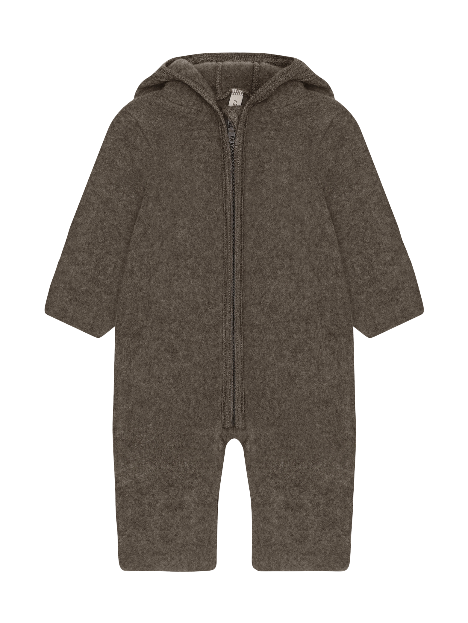 Huttelihut Pram Suit Ears Wool Fleece - Brown Melange