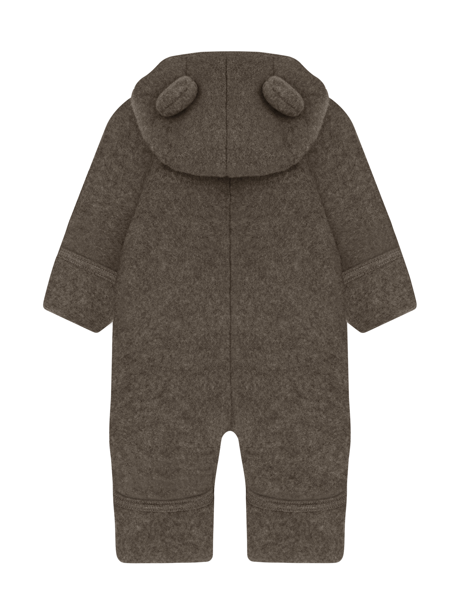 Huttelihut Pram Suit Ears Wool Fleece - Brown Melange