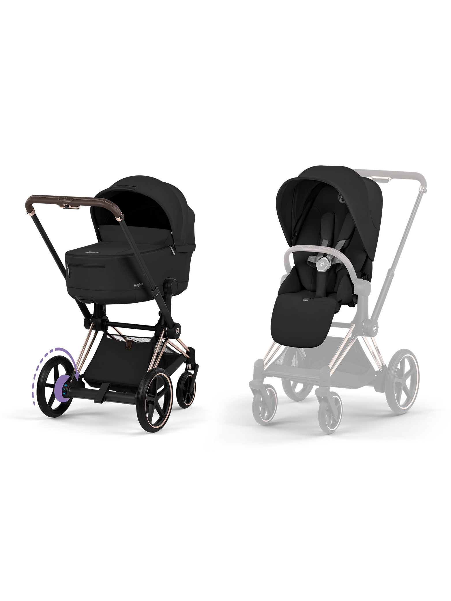 Cybex e-Priam inkl liggedel - Rose Gold/Sepia Black