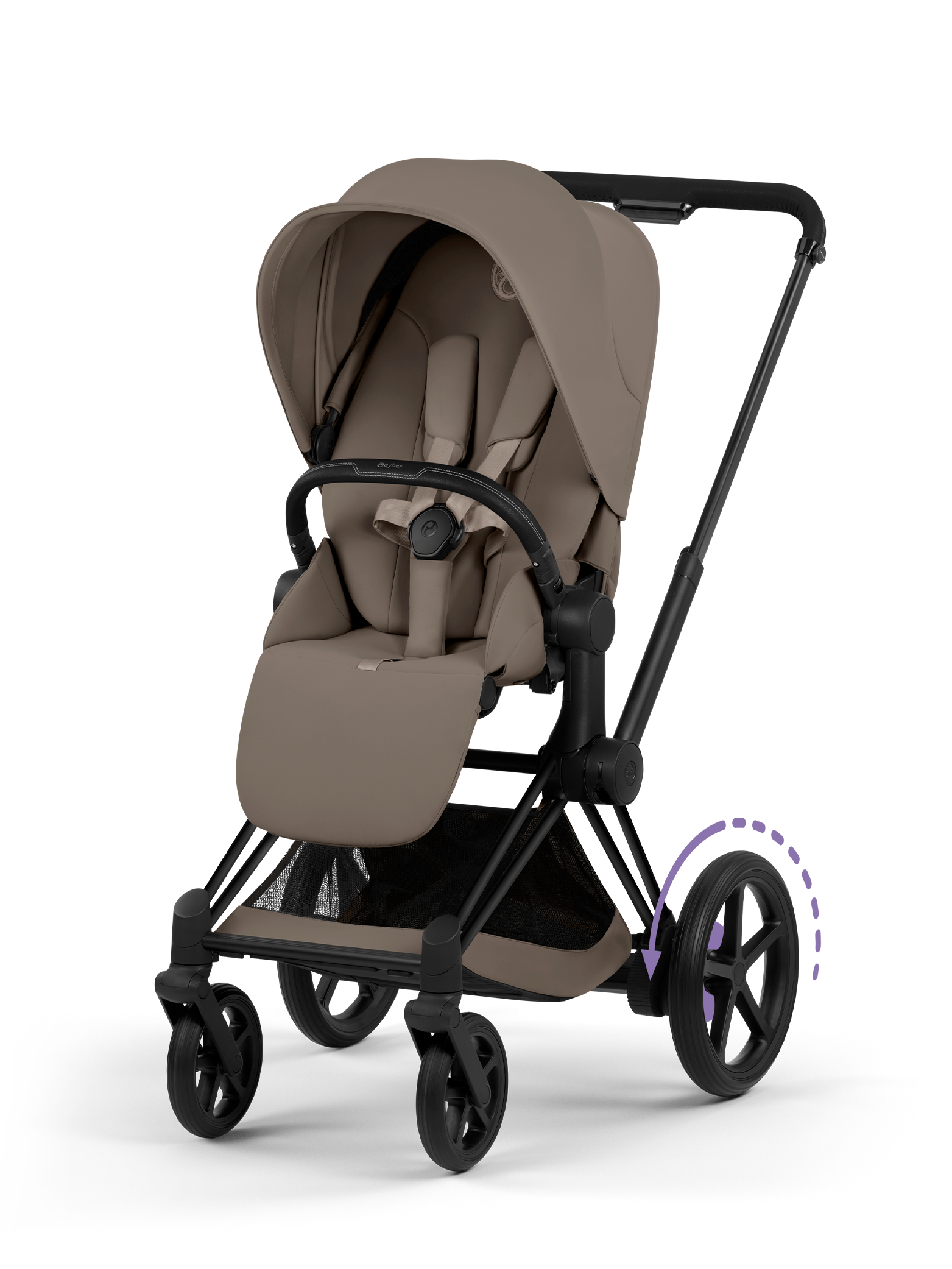 Cybex e-Priam inkl brettbar liggedel - Matt Black/Coconut Brown