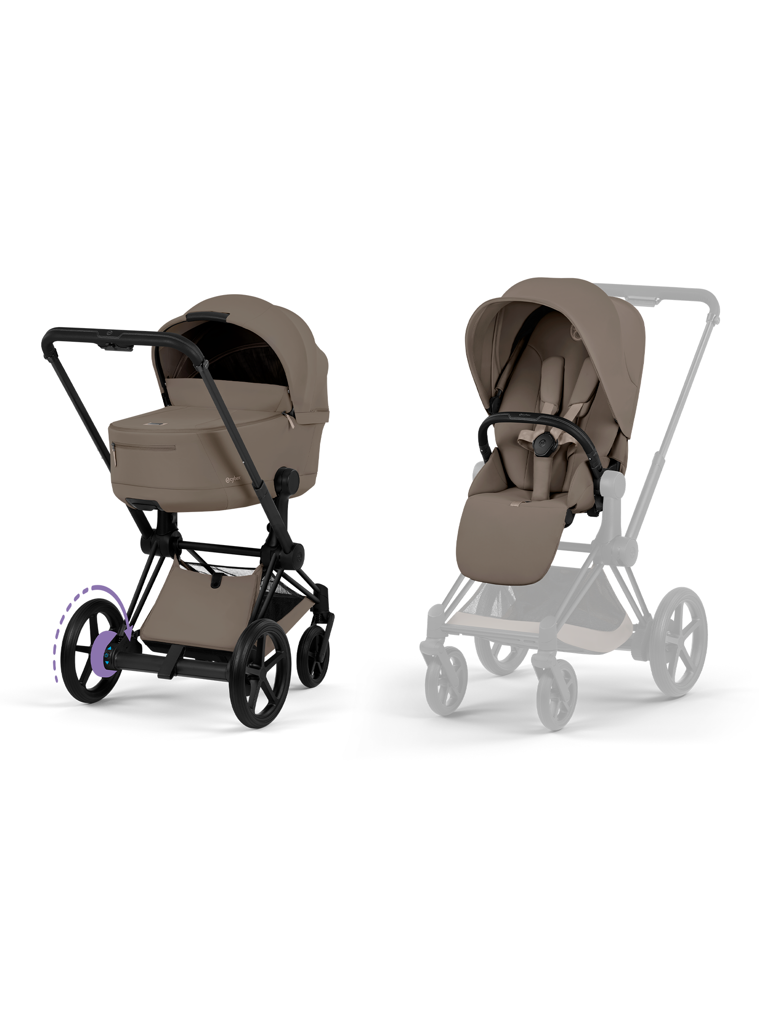 Cybex e-Priam inkl brettbar liggedel - Matt Black/Coconut Brown