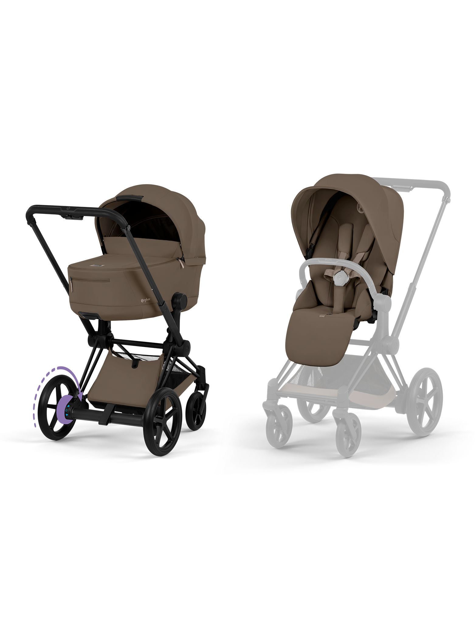 Cybex e-Priam inkl liggedel - Matt Black/Coconut Brown